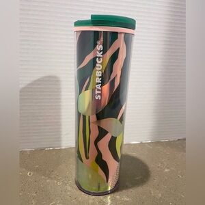 NEW Starbucks Abstract Green and Pink Tumbler